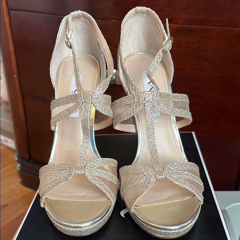 Nina Gold Strappy Heels